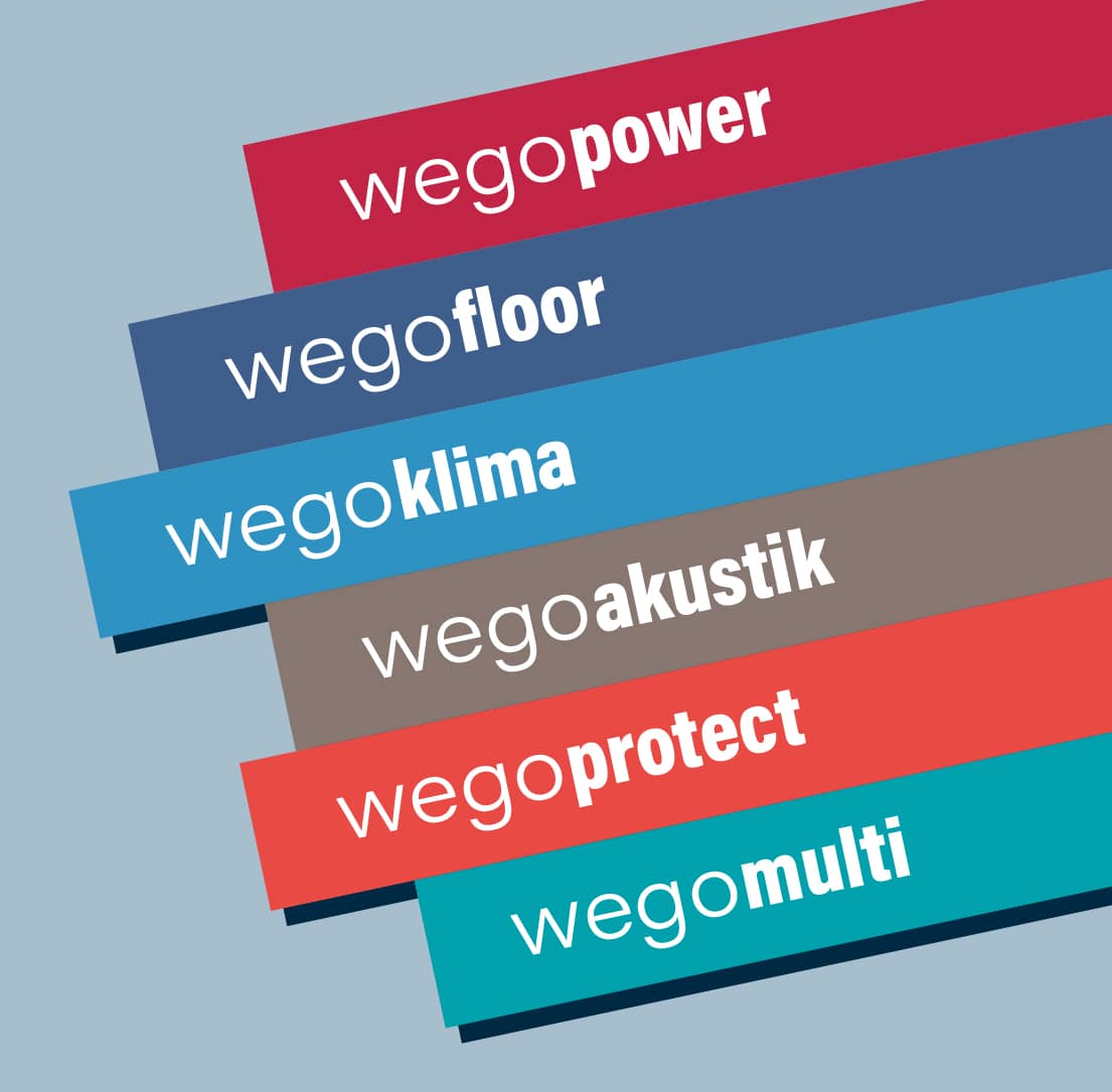 Verschiedene Baustoffe von Wego Systembaustoffe für Bauprojekte.