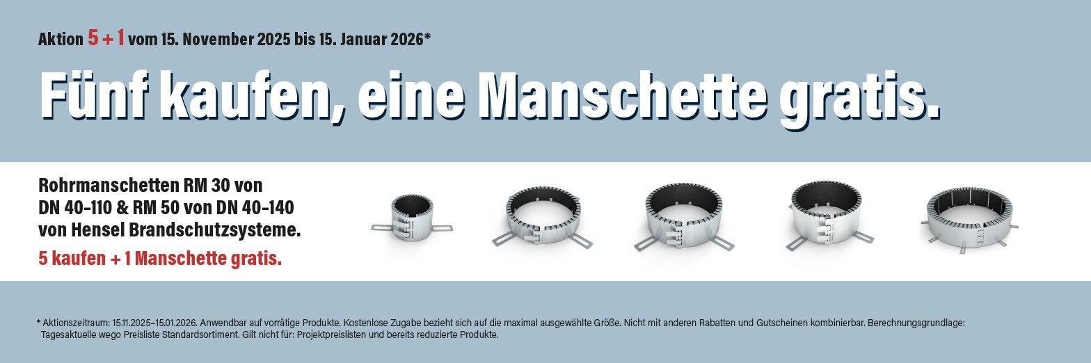 Brandschutzaktion Hensel Brandschutzmanschette – 15.11 – 15.01