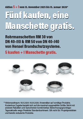 Brandschutzaktion Hensel Brandschutzmanschette – 15.11 – 15.01