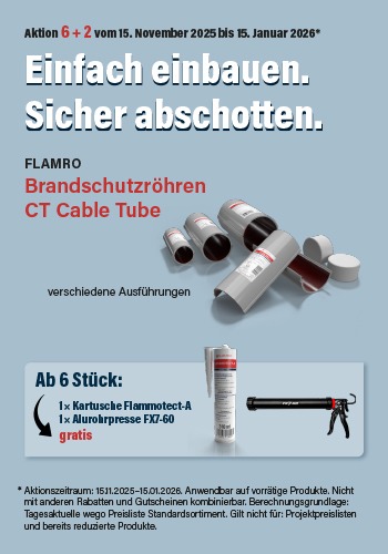 Brandschutzaktion Flamro Brandschutzröhren CT Cable Tube – 15.11 . 15.01